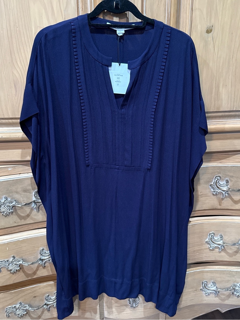 Diane Von Furstenberg Navy blue Crepe Naz Kaftan Tunic  with pleated detail